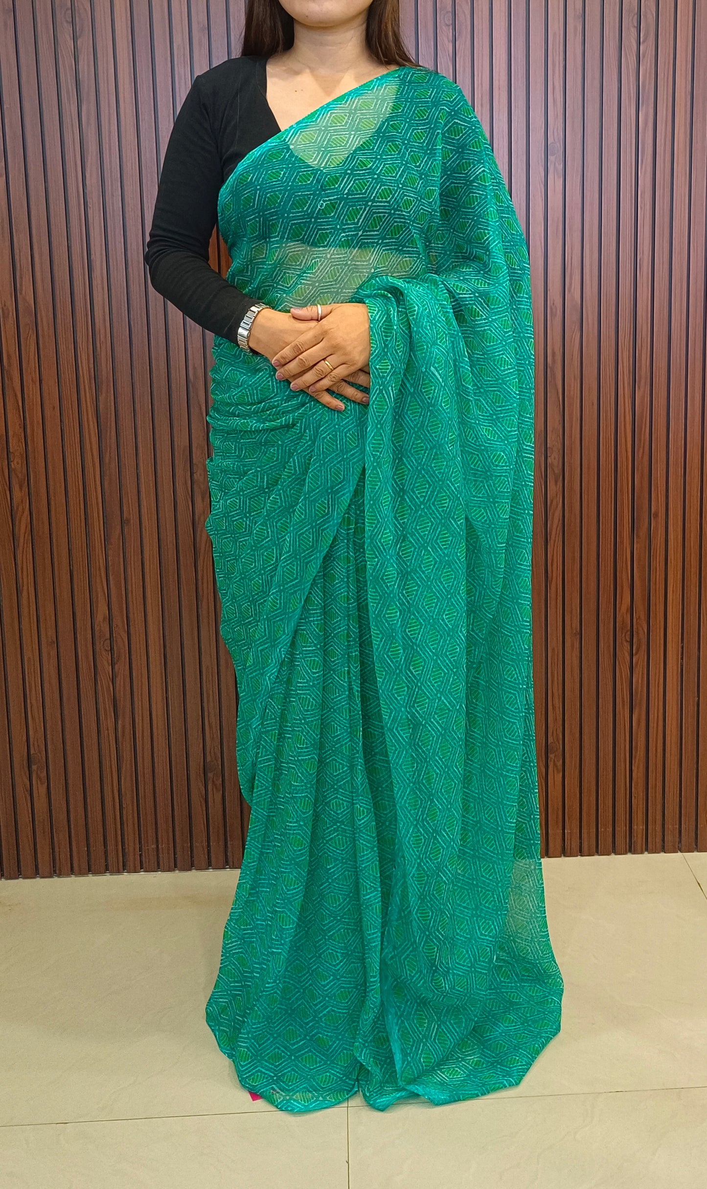 Emerald Weave Chiffon Saree