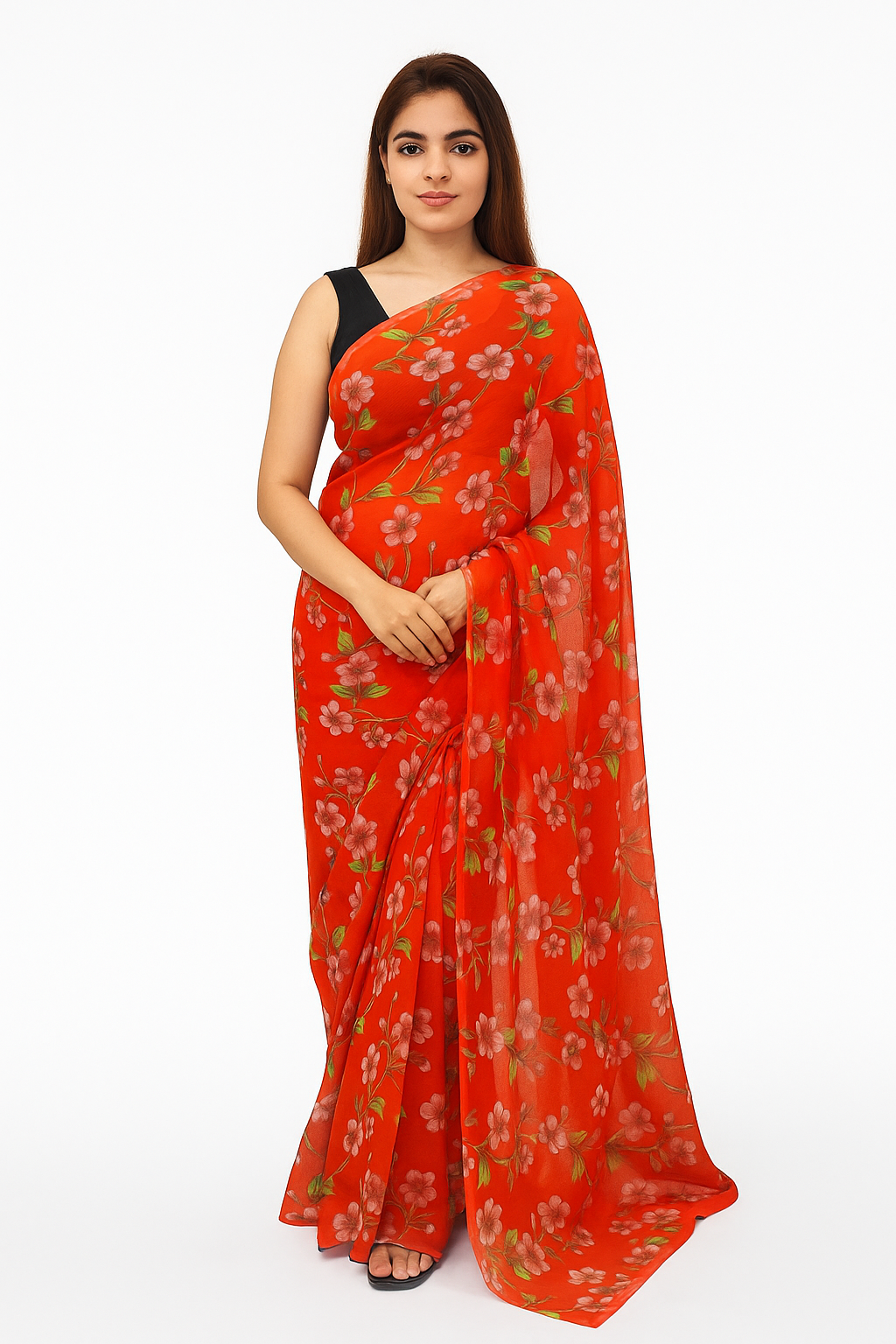 Orange Bloom Saree