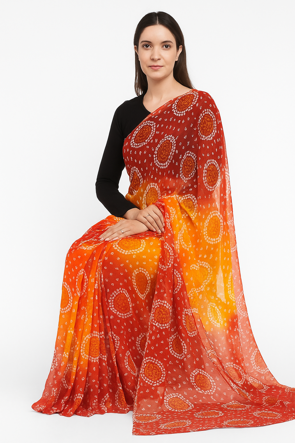 Sunset Radiance Bandhani Sare