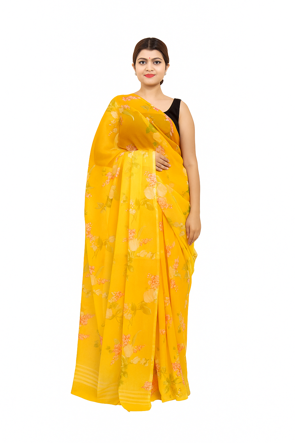 Golden Blossom Saree